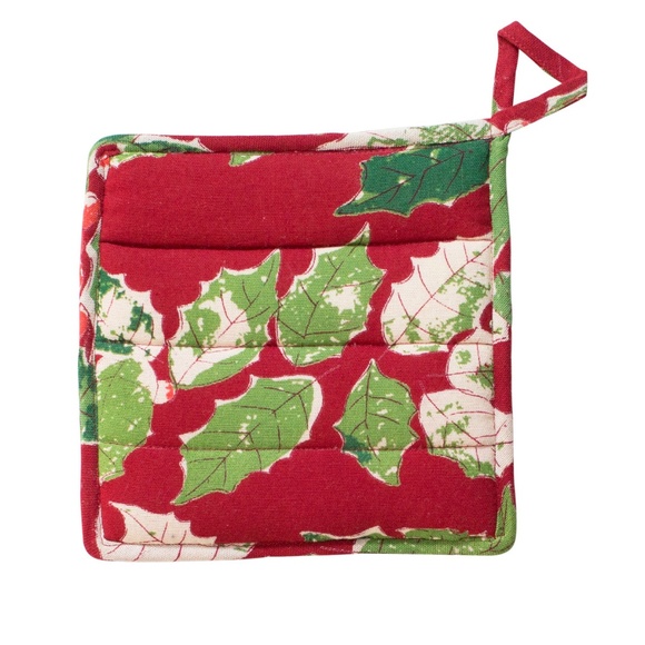 April CORNELL Potholder w/Towel Pouch Jolly Holly - Picture 2 of 3